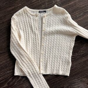 Brandy Melville white cream cable knit cardigan